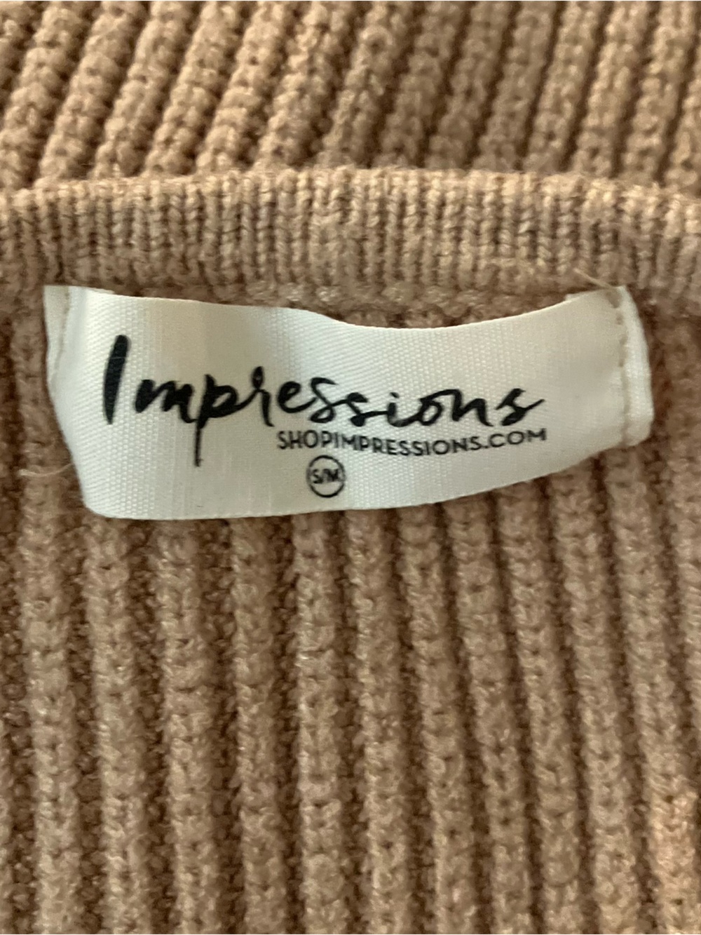 Impressions Beige Knit Open Front Cardigan Sweater Oversized Cozy size S/M - Picture 7 of 7